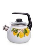 Чайник эмалированный сферический со свистком 2л "Limon", белоснежный, СТАЛЬЭМАЛЬ - 1RA12