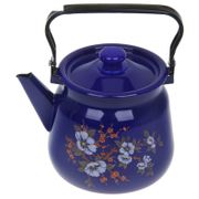 Чайник 3,5л сферический декор кобальтовый с кнопкой СТАЛЬЭМАЛЬ - С2716.3К
